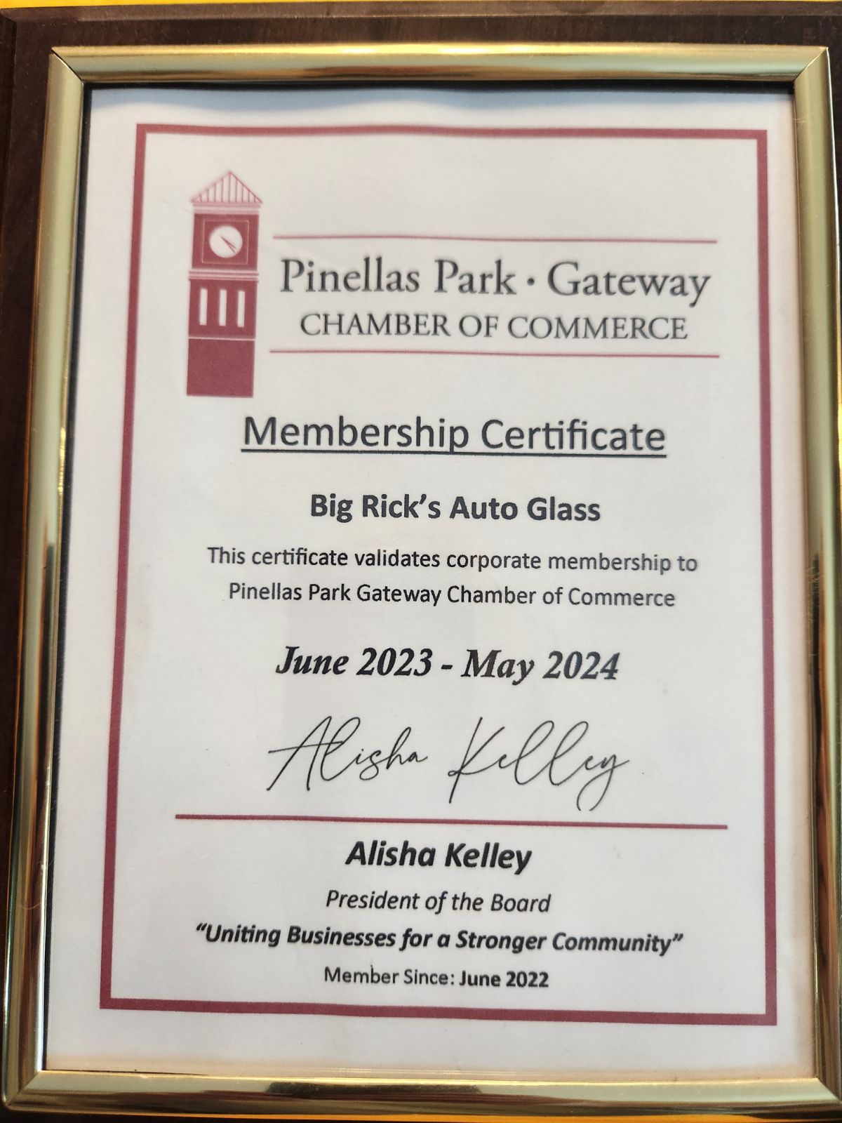 About our Accrediations - Pinellas Park - Gateway Chamber of Commerce - Big Rick's Auto Glass
